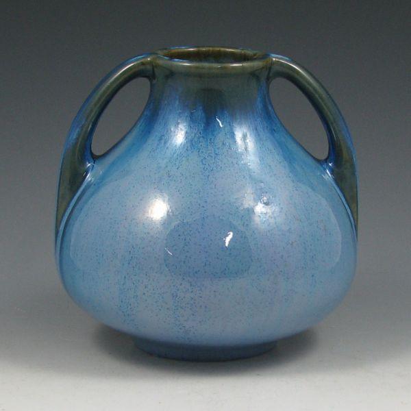 Fulper handled vase in crystalline