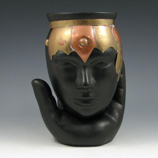 African them pottery head vase