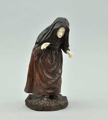 Carved Wood Figure of a Crone The elderly