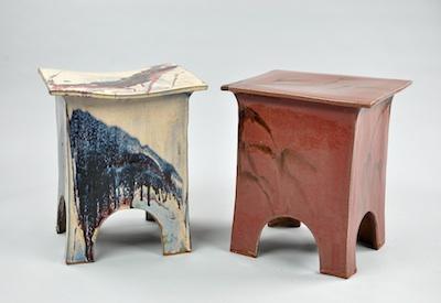 A Pair of Glazed Ceramic Stools b4871