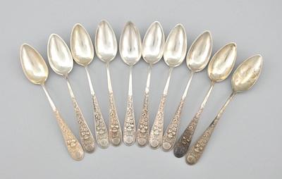 A Set of Ten Silver Teaspoons Each b4894
