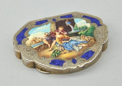 An Italian Silver and Enamel Compact