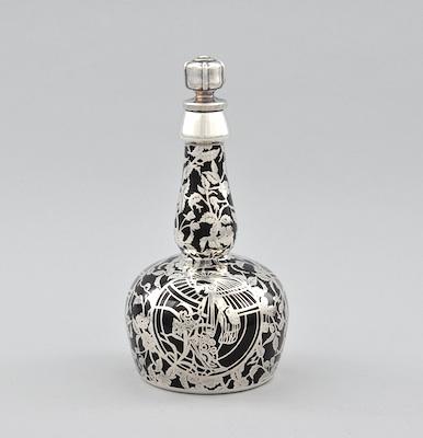 A Silver Overlay Bottle with Stopper b489c