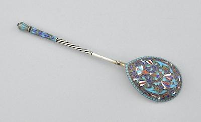 A Russian Enamel Silver Spoon, Moscow,