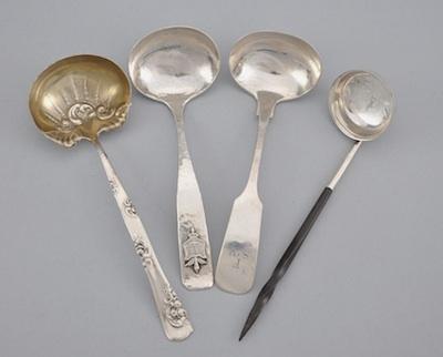 Four Silver Sauce Ladles Including b48f4