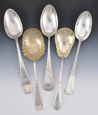 A Lot of Five Silver Serving Spoons