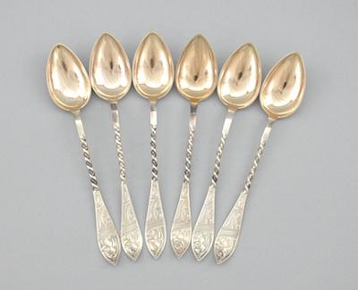 Set of Six Danish Silver Teaspoons