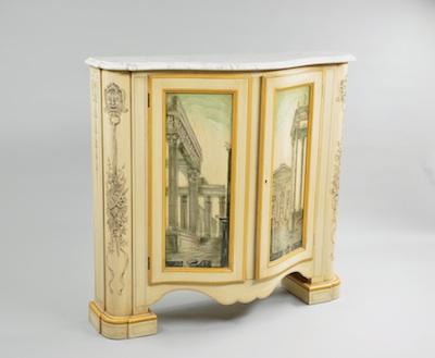 A Painted Cabinet with Marble Top,