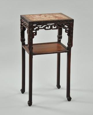 A Chinese Marble Top Stand Carved