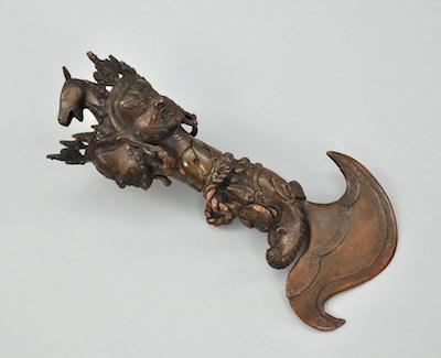 An Antique Tibetan Ritual Phurbu-Cum-Chopper,