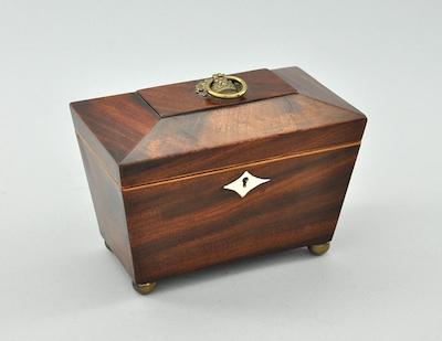 An Antique Wooden Tea Caddy In