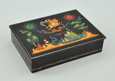 Large Russian Palekh Lacquer Box,