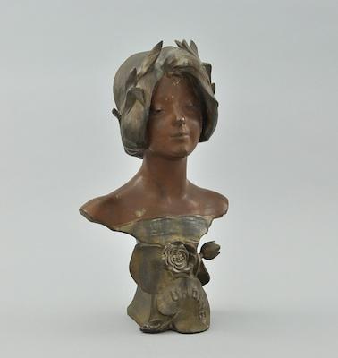 Art Deco Bust of a Girl Spelter, bust