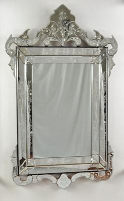 A Venetian Style Beveled Glass Mirror