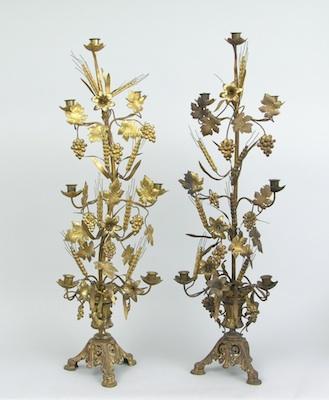 A Victorian Gilt Metal Candelabra Set