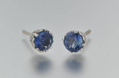 A Pair of Sapphire Studs in Diamond