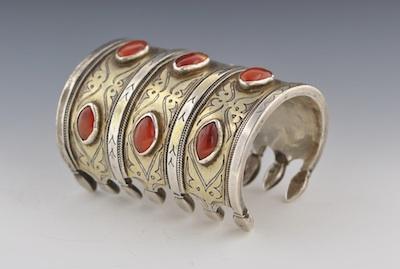 A Tall Silver Ethnic Cuff Bracelet b4744
