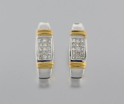 A Pair of Two Tone Gold and Diamond b4771