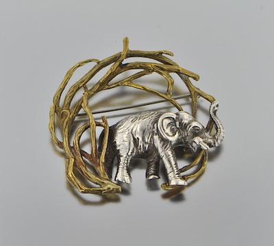 A Sterling Silver and Gilt Elephant