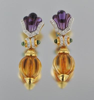 A Pair of Carved Amethyst and Citrine