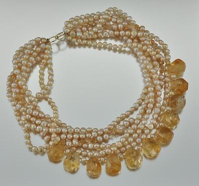 A Designer Citrine and Pearl Necklace