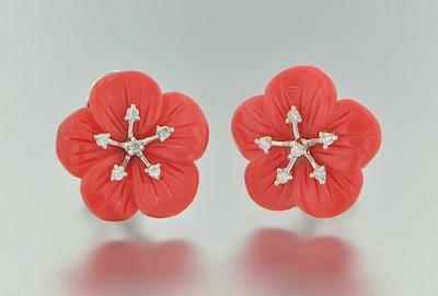 A Pair of Carved Coral Earrings b47d7