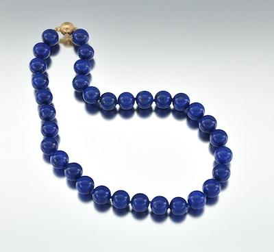 A Lapis Bead Necklace 14k gold