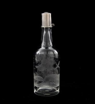 An Etched Glass Decanter By Hawkes