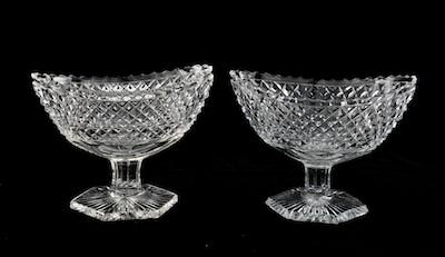 A Pair of Cut Crystal Boat Shape