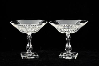 A Pair of Clear Glass Compotes With