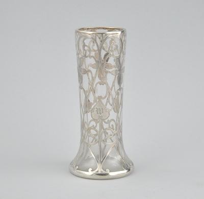 A Silver Overlay Vase Approx 8 H  b481a