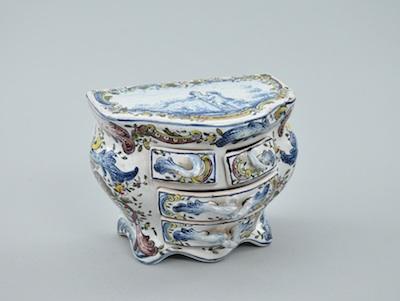 A French Faience Miniature Chest