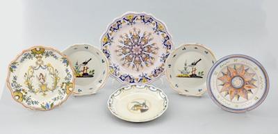 A Collection of Six Faience Plates b5034
