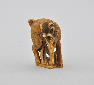 Standing Elk Netsuke Carved ivory b504f