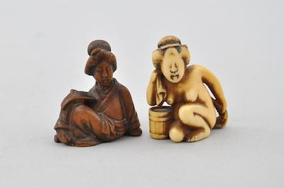 Two Netsukes of Women Ivory and b5071