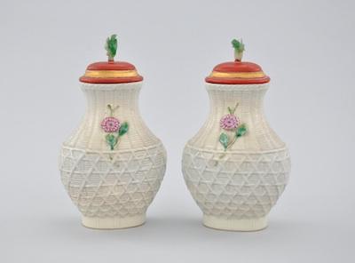 A Pair of Molded Porcelain Vases