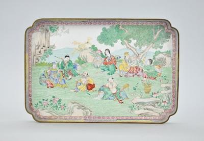 A Canton Enamel Shaped Tray, ca.