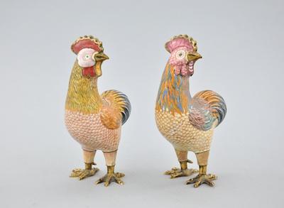 A Pair of Chinese Export Roosters