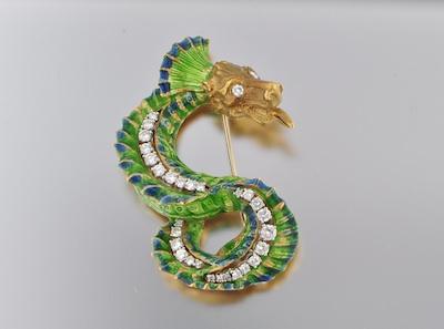 A Diamond and Enamel Dragon Brooch b4eb7