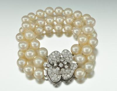 A Diamond 14k Gold and Pearl Bracelet b4ecf