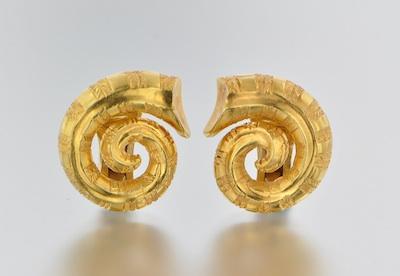 A Pair of Greek 18k Gold Earclips
