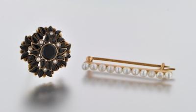 Two Vintage Pearl Pins One is 14k b4efa