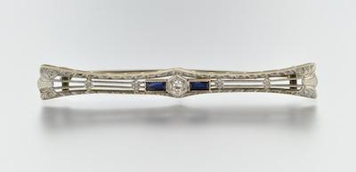 A Deco Diamond and Sapphire Barpin b4f30