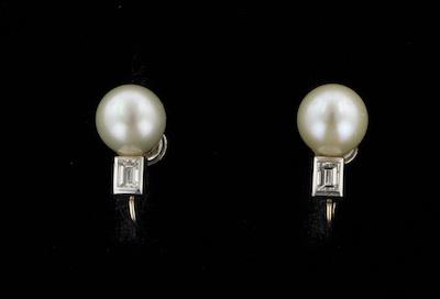 A Pair of Platinum, Pearl and Diamond