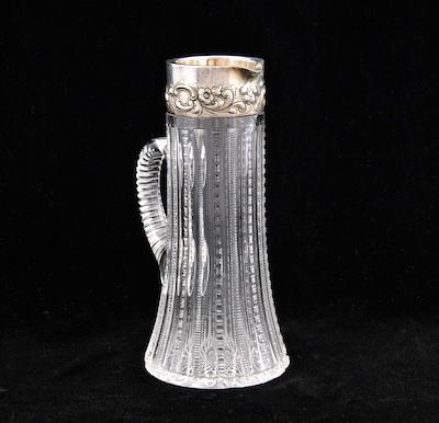 A Cut Crystal Pitcher with Repousse b4f56