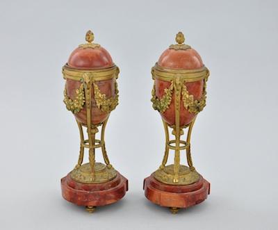 A Pair of Ormolu and Rouge Marble