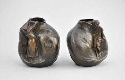 A Pair of Art Nouveau Bronze Vases