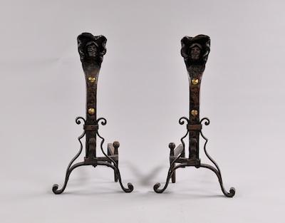 A Pair of Arts and Crafts Andirons