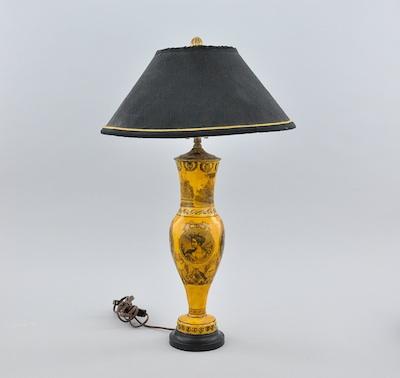 A Fine Antique Decal Lamp Fashioned