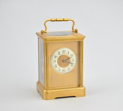 A Gilt Brass Carriage Clock With